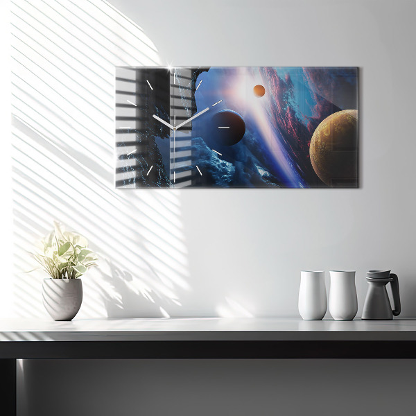 Glass wall clock rectangular Great Galaxy