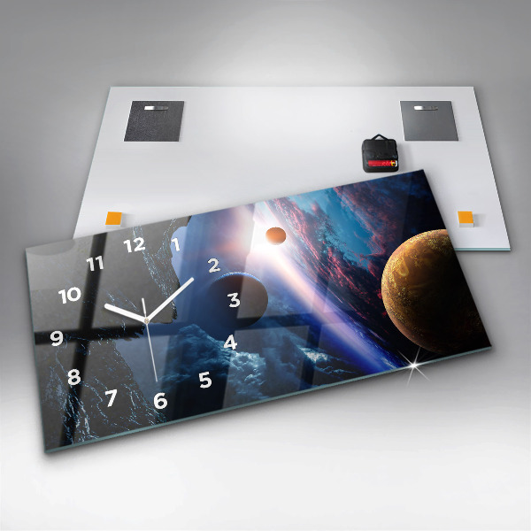 Glass wall clock rectangular Great Galaxy