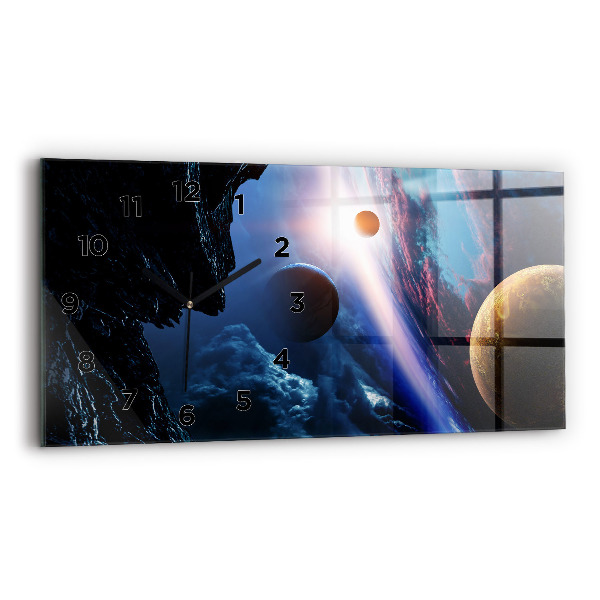 Glass wall clock rectangular Great Galaxy