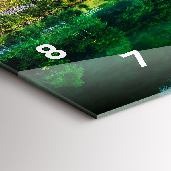 Glass wall clock rectangular Lake landscape