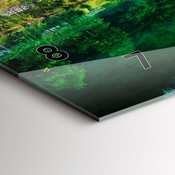 Glass wall clock rectangular Lake landscape
