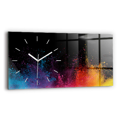 Glass wall clock rectangular Explosion of colors