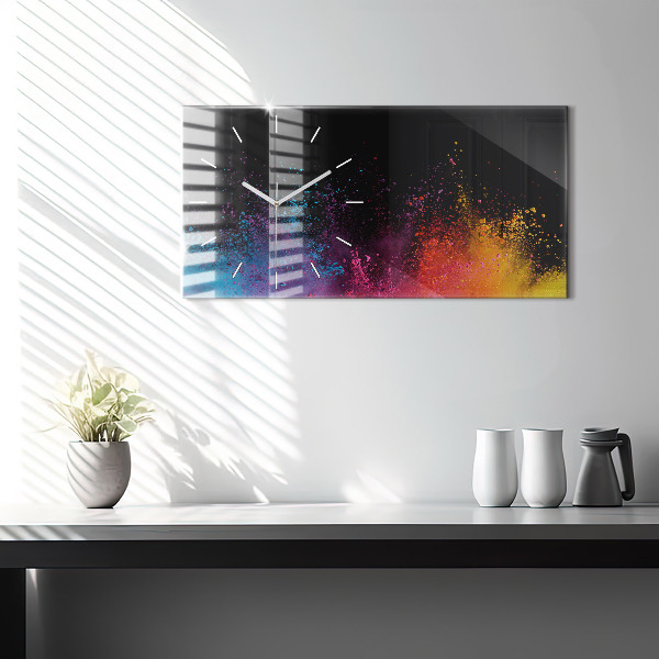 Glass wall clock rectangular Explosion of colors