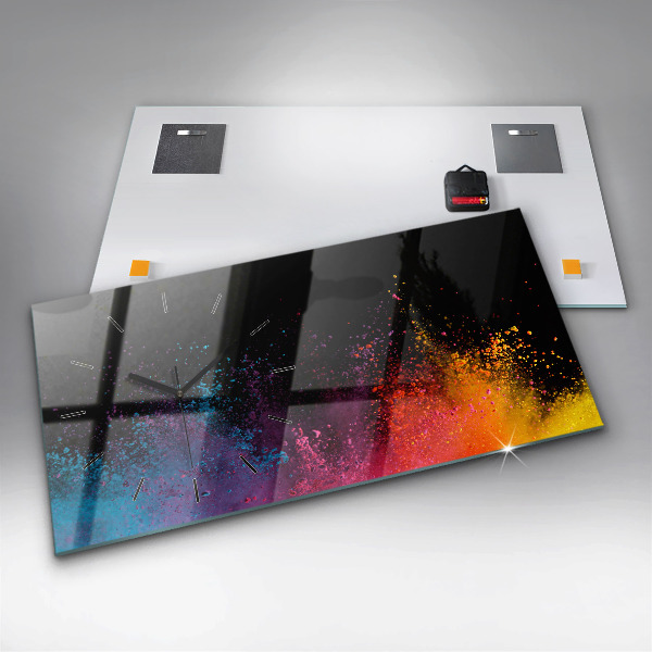 Glass wall clock rectangular Explosion of colors