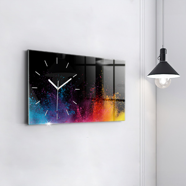 Glass wall clock rectangular Explosion of colors