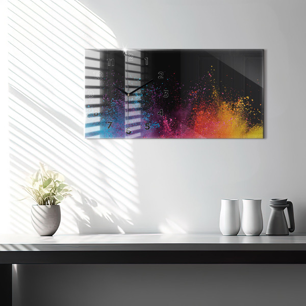 Glass wall clock rectangular Explosion of colors