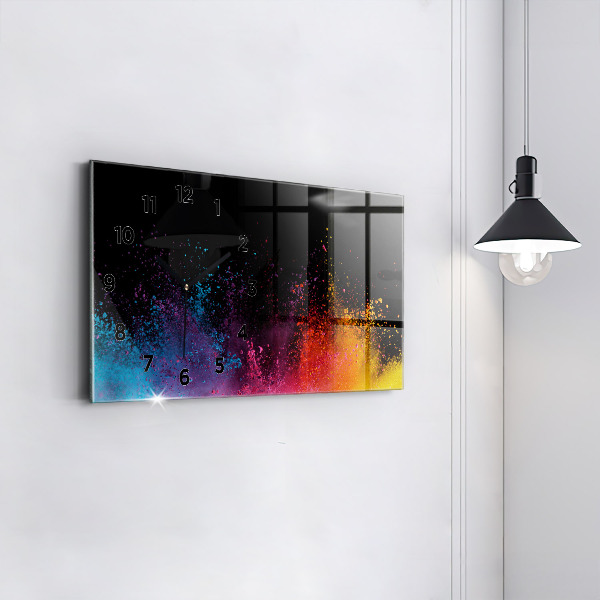 Glass wall clock rectangular Explosion of colors