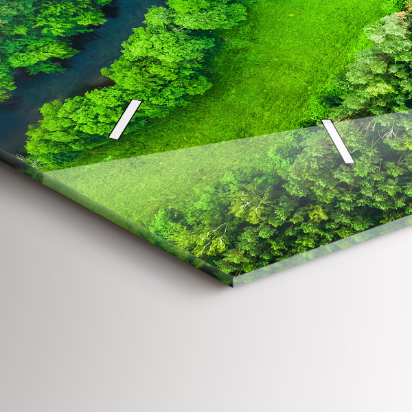 Glass wall clock rectangular River in the forest