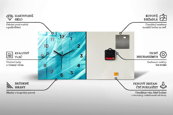Glass wall clock rectangular Abstract light