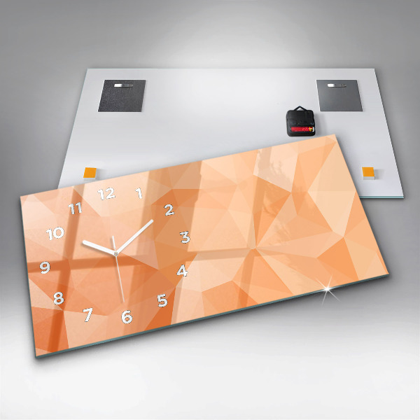 Glass wall clock rectangular Abstraction triangles