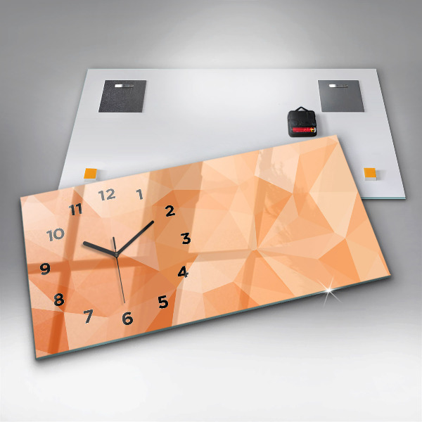 Glass wall clock rectangular Abstraction triangles