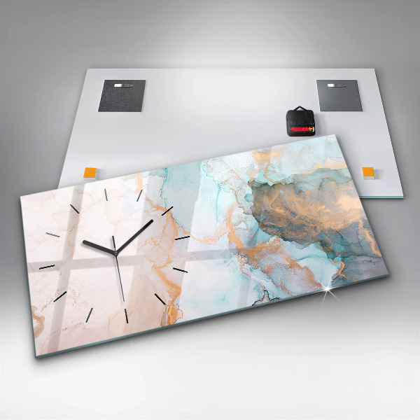 Glass wall clock rectangular Abstract painting