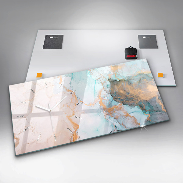 Glass wall clock rectangular Abstract painting