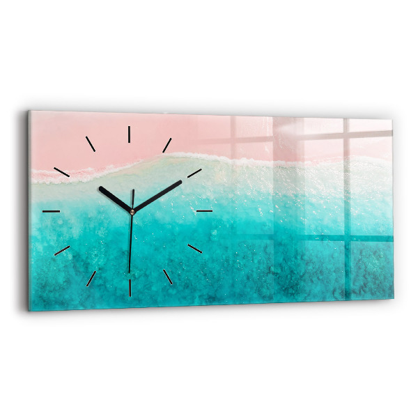 Glass wall clock rectangular Beach sea sand