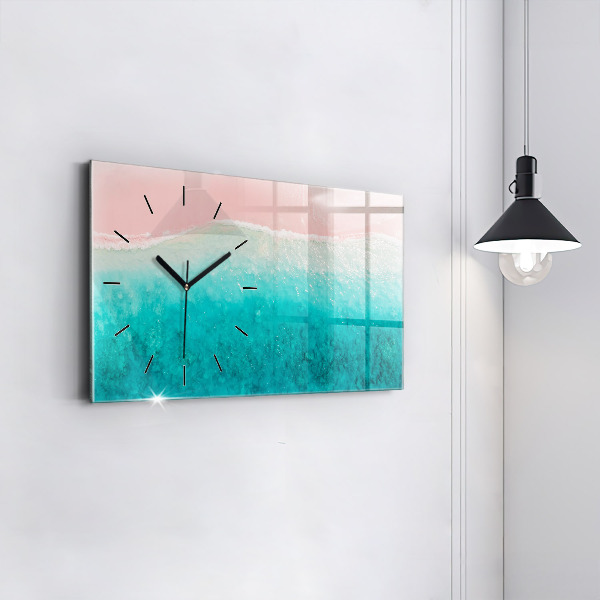 Glass wall clock rectangular Beach sea sand