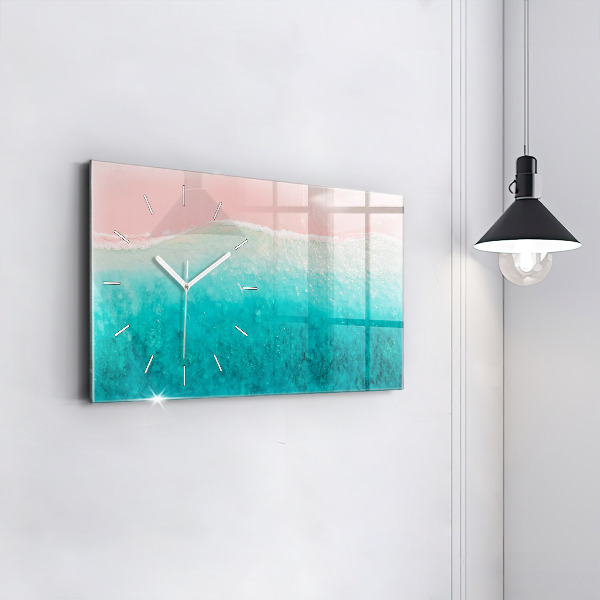 Glass wall clock rectangular Beach sea sand