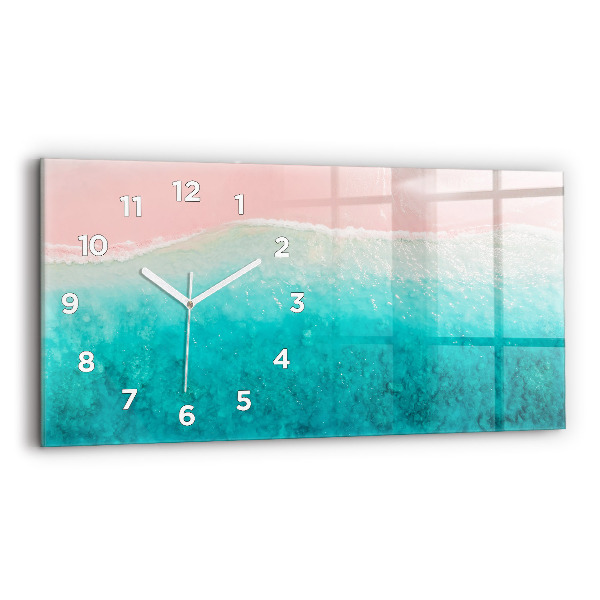 Glass wall clock rectangular Beach sea sand