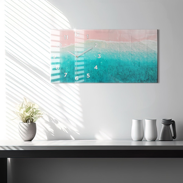 Glass wall clock rectangular Beach sea sand