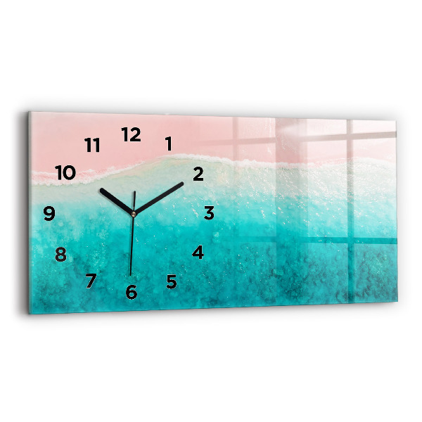 Glass wall clock rectangular Beach sea sand