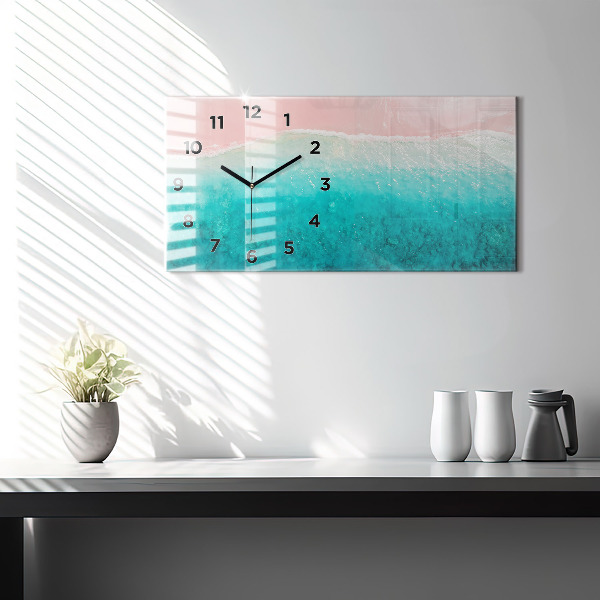 Glass wall clock rectangular Beach sea sand