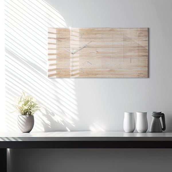 Glass wall clock rectangular Wooden texture