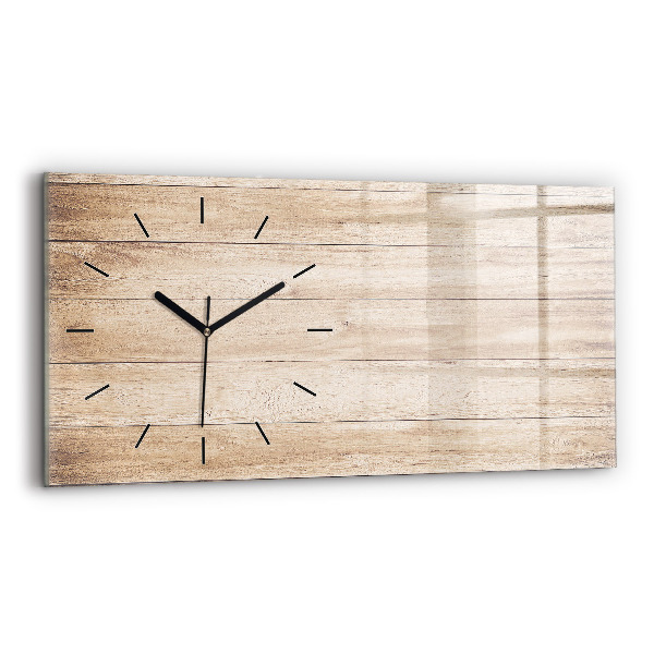 Glass wall clock rectangular Wooden texture