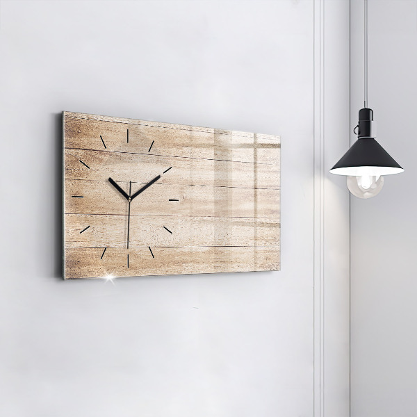 Glass wall clock rectangular Wooden texture