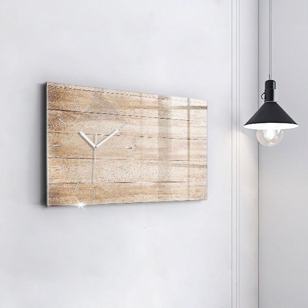 Glass wall clock rectangular Wooden texture