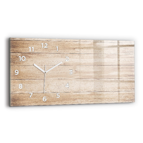 Glass wall clock rectangular Wooden texture
