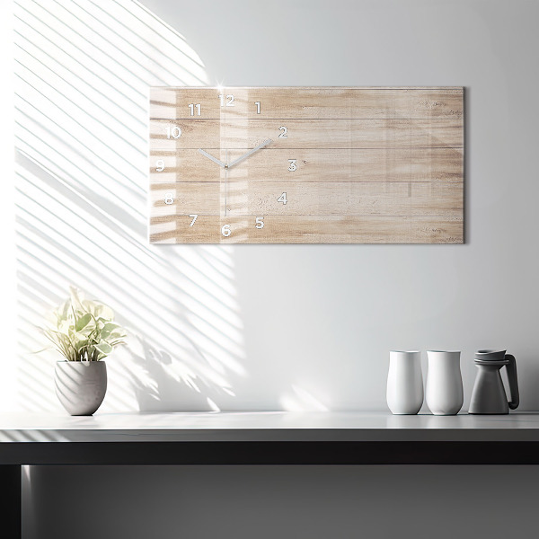 Glass wall clock rectangular Wooden texture