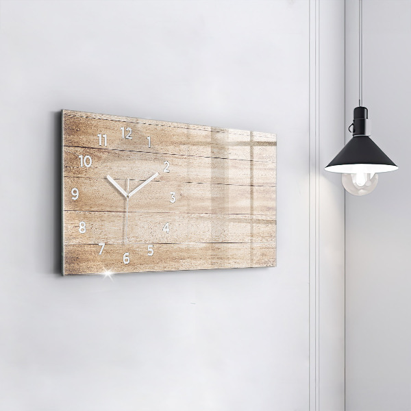 Glass wall clock rectangular Wooden texture