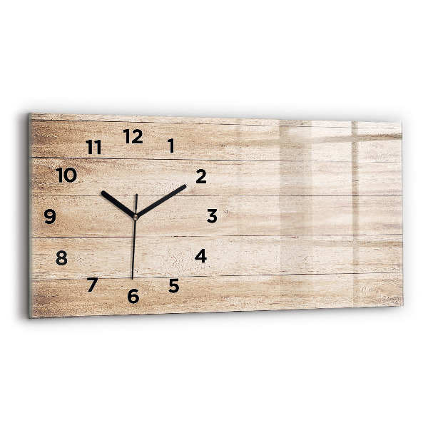 Glass wall clock rectangular Wooden texture