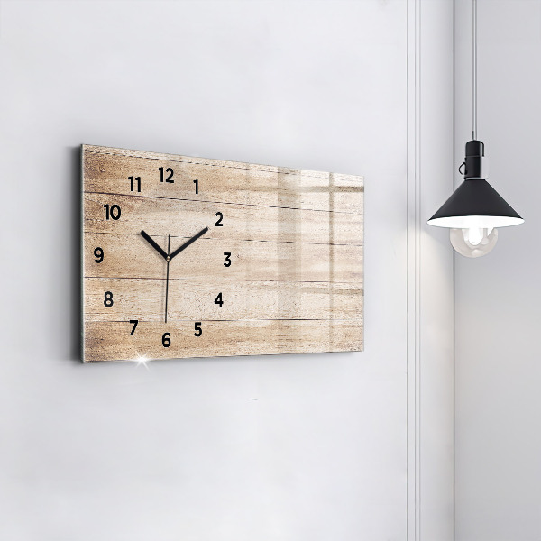 Glass wall clock rectangular Wooden texture