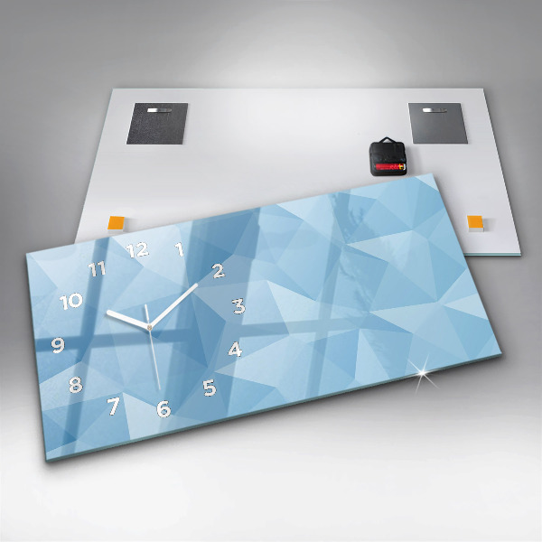 Glass wall clock rectangular Triangles abstract