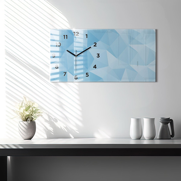 Glass wall clock rectangular Triangles abstract