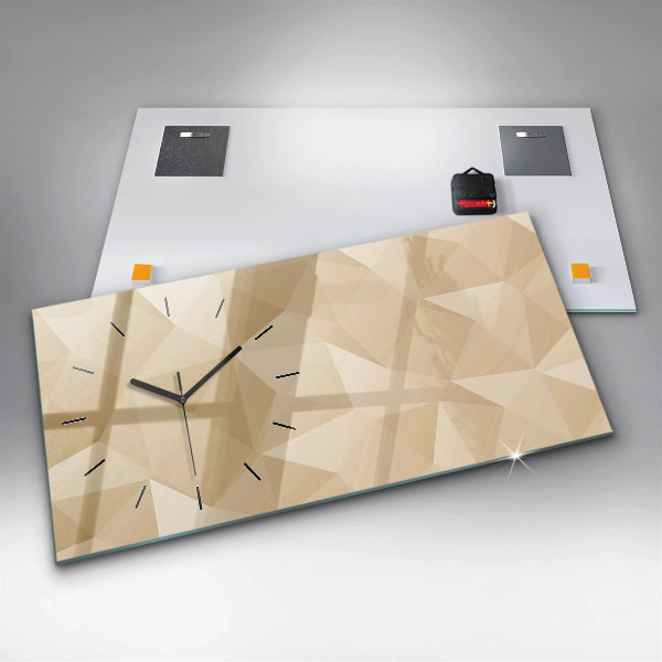 Glass wall clock rectangular Triangles abstract