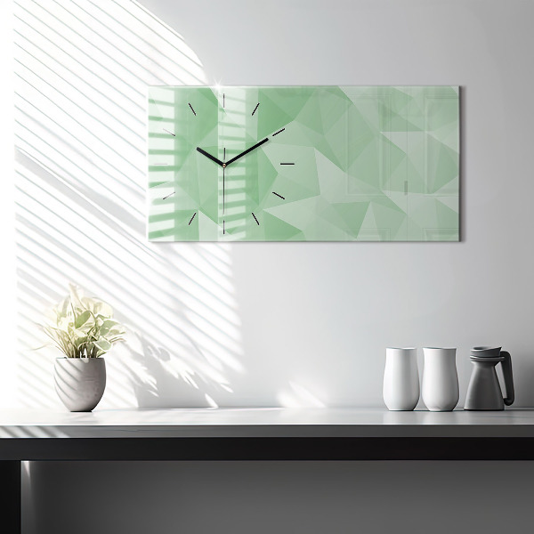 Glass wall clock rectangular Triangles abstract