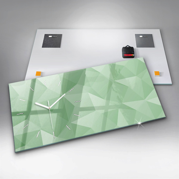 Glass wall clock rectangular Triangles abstract