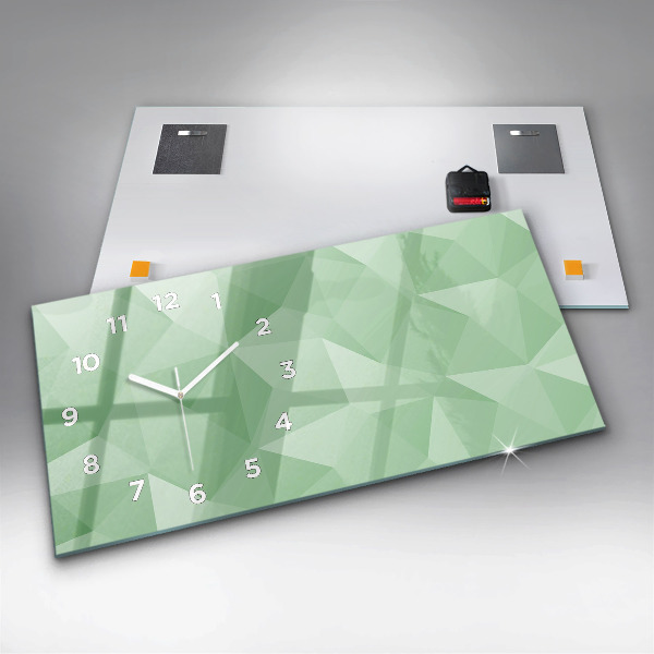 Glass wall clock rectangular Triangles abstract