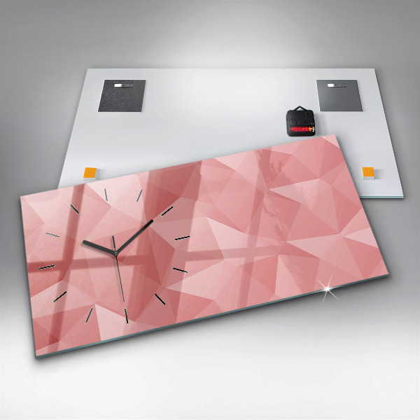 Glass wall clock rectangular Triangles abstract