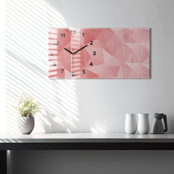 Glass wall clock rectangular Triangles abstract