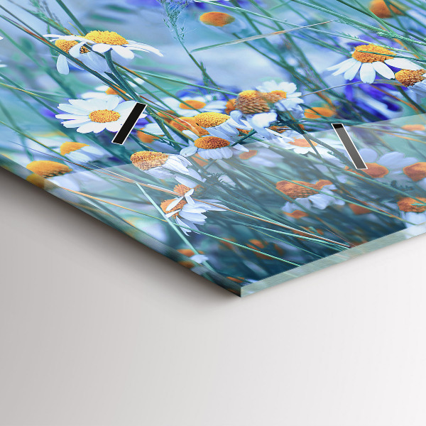 Glass wall clock rectangular Butterfly in the meadow