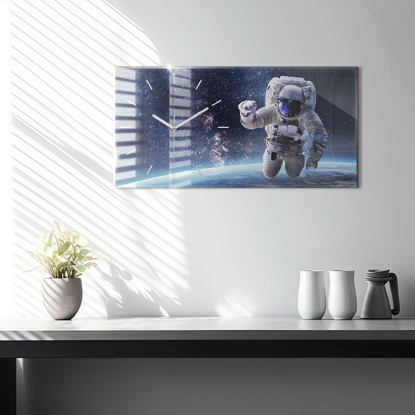 Glass wall clock rectangular Astronaut