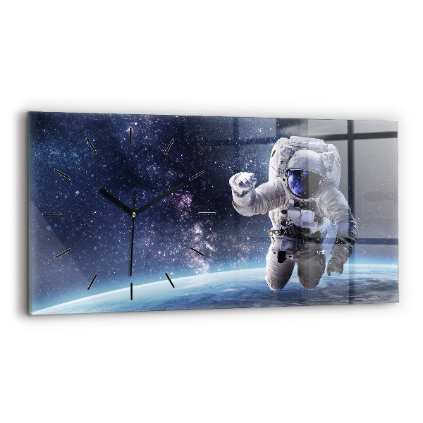 Glass wall clock rectangular Astronaut