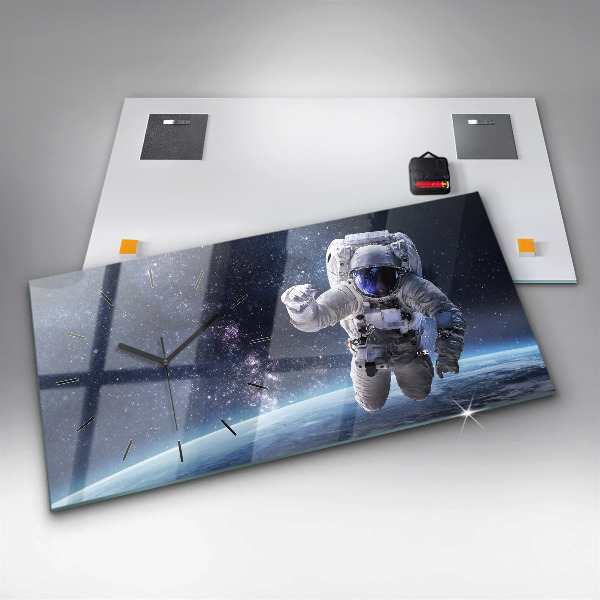 Glass wall clock rectangular Astronaut
