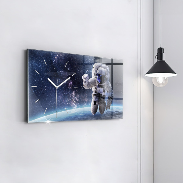 Glass wall clock rectangular Astronaut