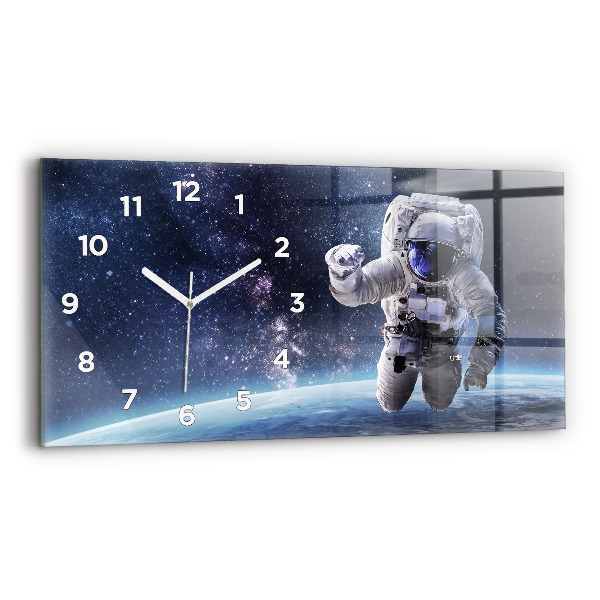 Glass wall clock rectangular Astronaut