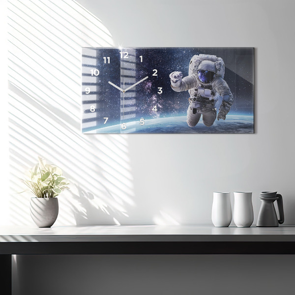 Glass wall clock rectangular Astronaut