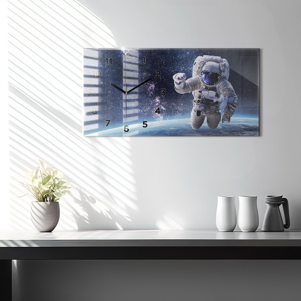 Glass wall clock rectangular Astronaut