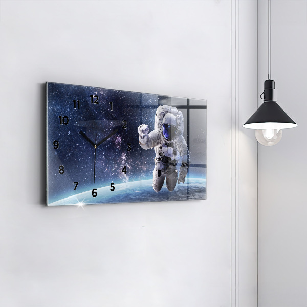 Glass wall clock rectangular Astronaut